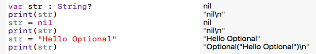 có thể gán nil cho biến kiểu Optional